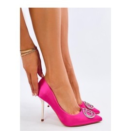 High Heels mit fuchsiafarbener Kristallverzierung rosa 1