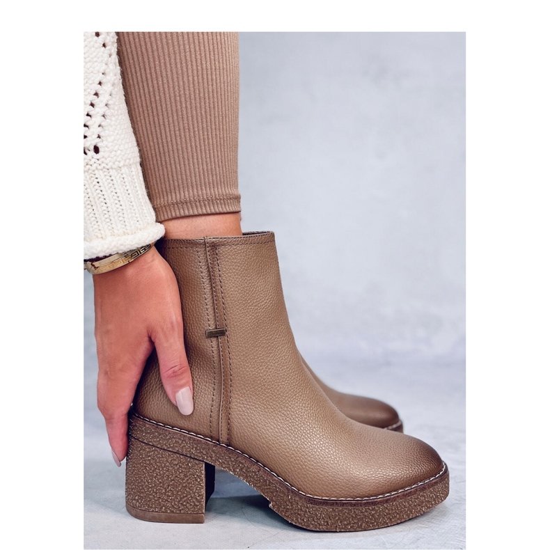 Tamika Beige Gummi-Stiefeletten mit hohen Absätzen – Inello braun 2