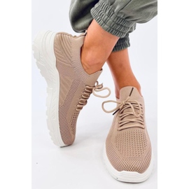 Khakifarbene Socken-Sportschuhe braun 1