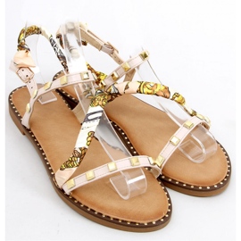 Flache Damensandalen in Beige 1