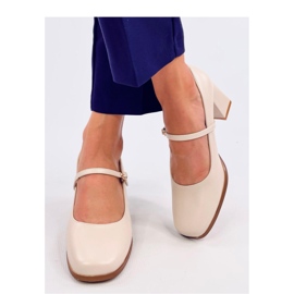 Pumps mit hohem Absatz im Mary-Jane-Stil in Beige 2