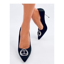 Schwarze High Heels mit Kristallverzierung 1