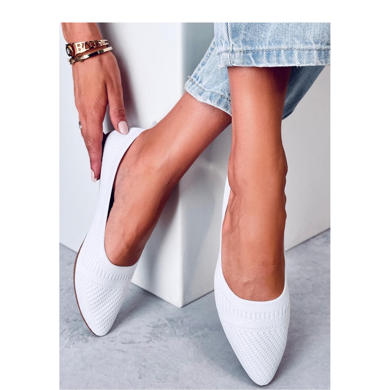 Weiße gewebte Ballerinas 1