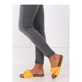 Damen-Flip-Flops mit Korksohle gelb 2