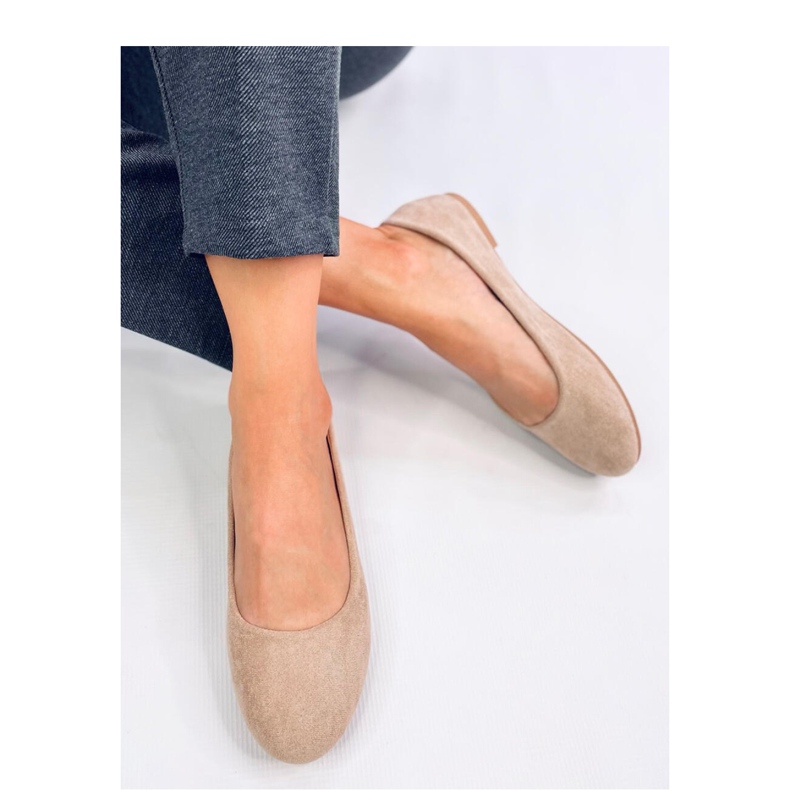 Klassische Ballerinas aus Wildleder in Khaki beige 2
