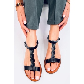 Flache Damensandalen Schwarz 2