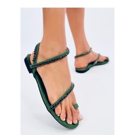 Flip-Flop-Sandalen mit grünen Zirkonen 1