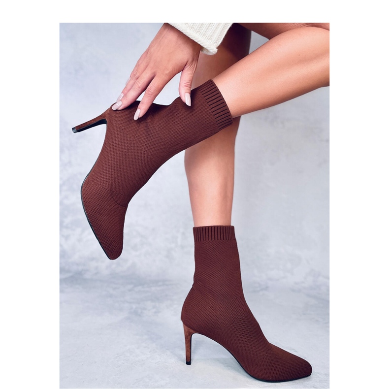 Donatella Brown Socken-Stiletto-Stiefel – Inello braun 1