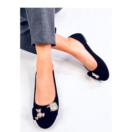 Ballerinas aus schwarzem Wildleder mit Teddybär 1