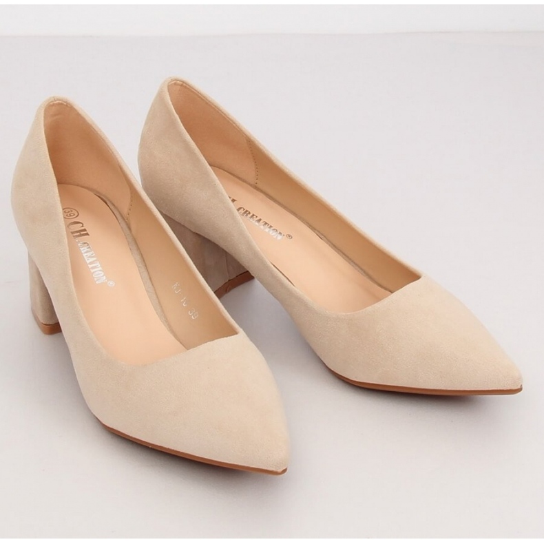 Beige KJ-10 Beige Pumps mit breitem Absatz - Inello 1