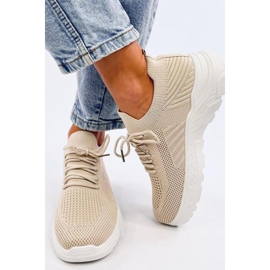 Beigefarbene Socken-Sportschuhe für Damen 1