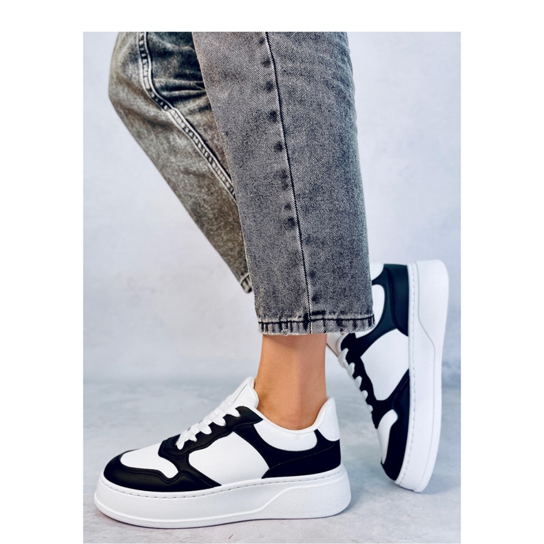 Damen-Sneaker mit hoher Sohle Schwarz weiß 1