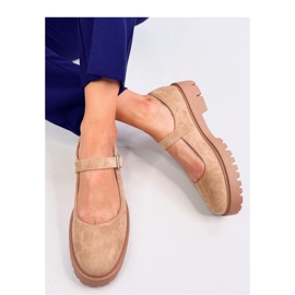 Holmess Khaki-Riemchen-Plateau-Ballerinas – Inello beige 1