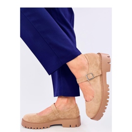 Holmess Khaki-Riemchen-Plateau-Ballerinas – Inello beige 2