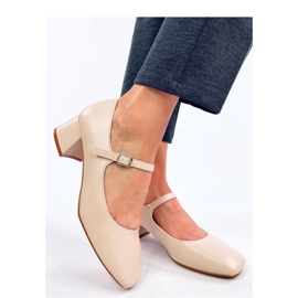 Pumps mit hohem Absatz im Mary-Jane-Stil in Beige 1