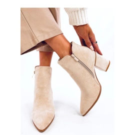 Croix Beige Stiefeletten mit mandelförmiger Zehenpartie und hohem Absatz – Inello 2