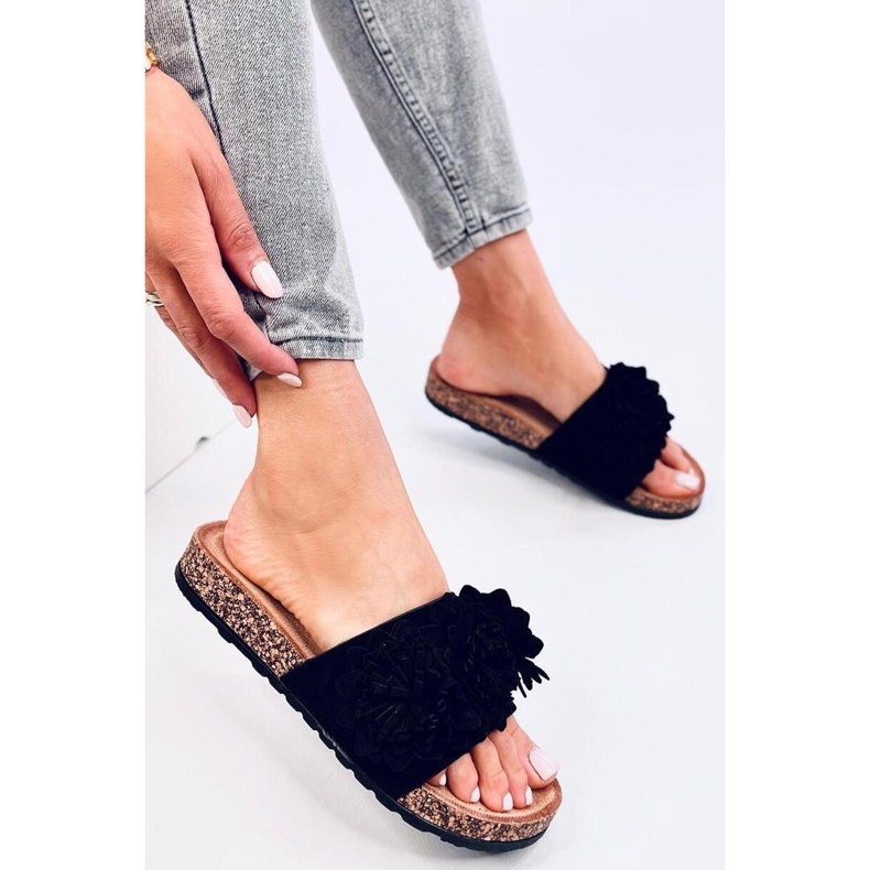Sandale Kork-Flip-Flops mit Blumen Sebill Black - Inello schwarz 1