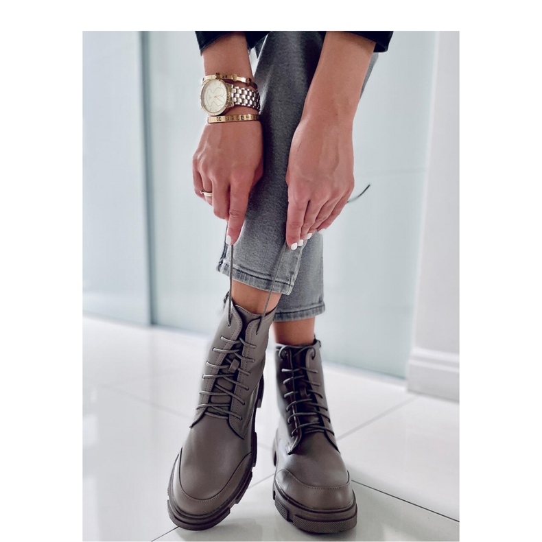 Coley Olive Schnürstiefeletten – Inello grün 1