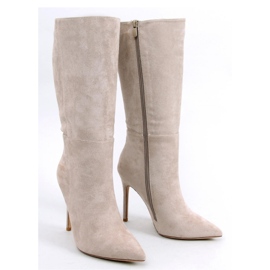 Klassische Wildleder-Stiletto-Stiefel Marissa Khaki – Inello beige 1