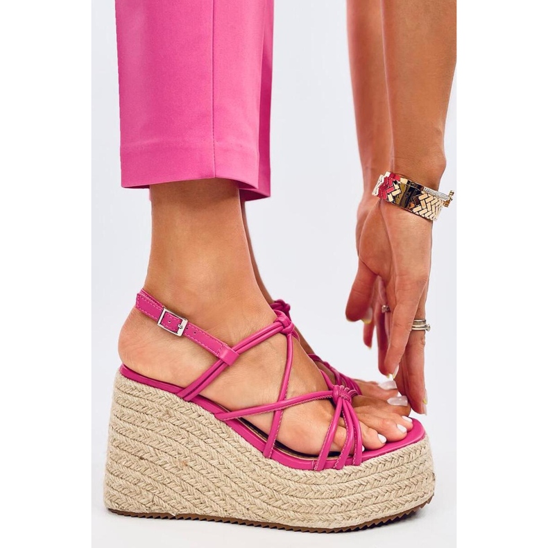 Pascai Fuchsia Keil-Espadrille-Sandalen – Inello rosa 1