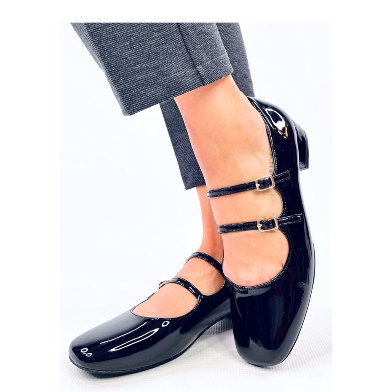 Ballerinas mit hohem Absatz und Riemen Corigan Black - Inello schwarz 1