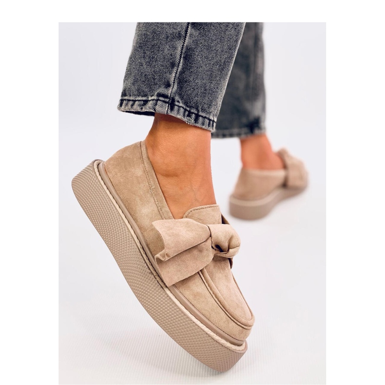 Tempelton Khaki-Wildledermokassins mit Schleife – Inello beige 1