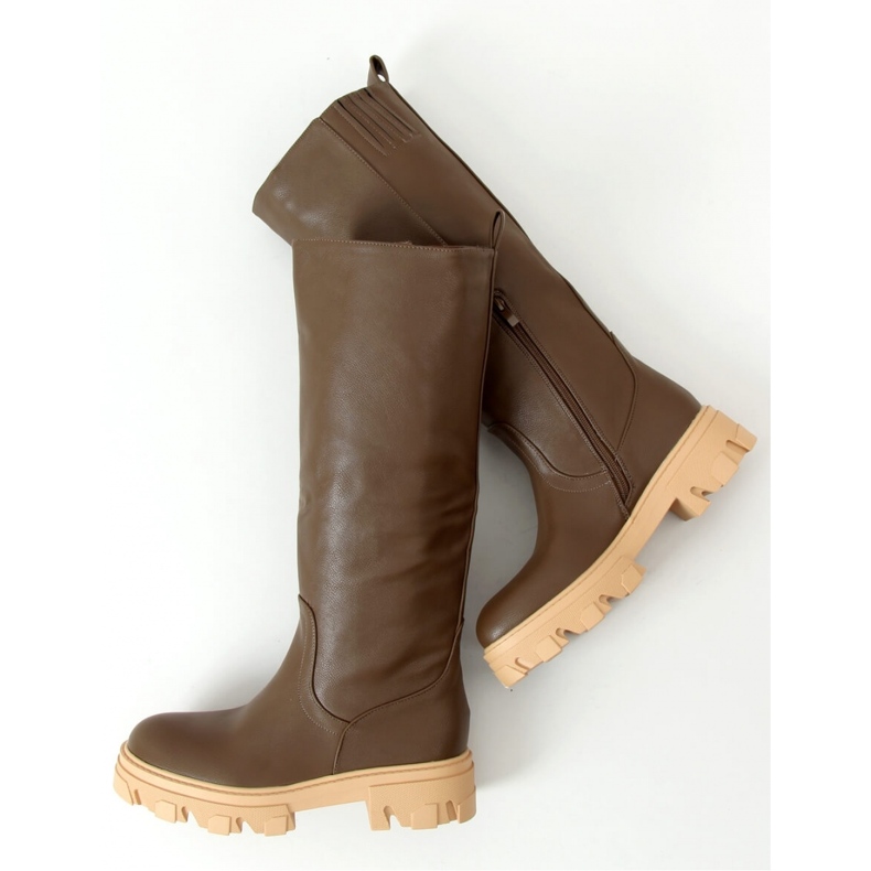 Khaki QT21P Armeegrüne Stiefel mit dicker Sohle – Inello 1