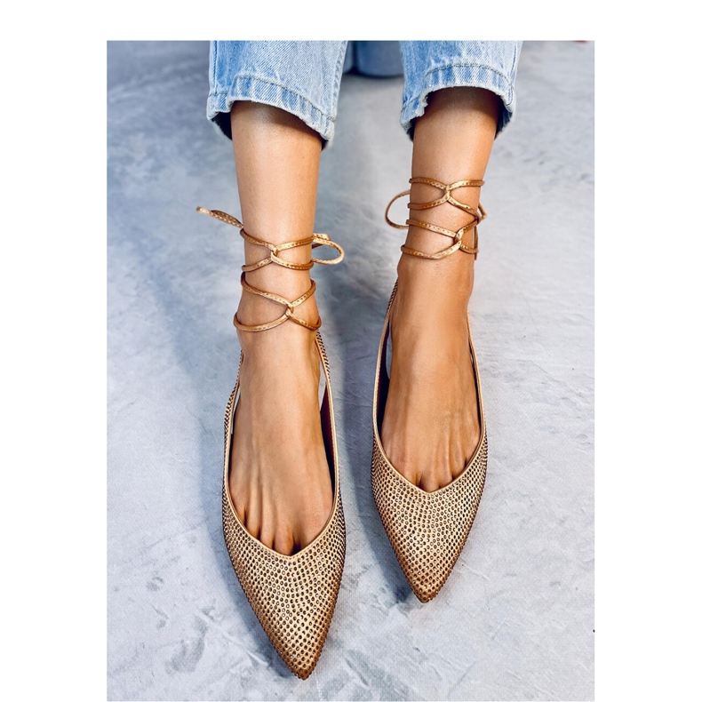 Ballerinas mit Strasssteinen und offenem Absatz Vonda Champagne - Inello gelb 1