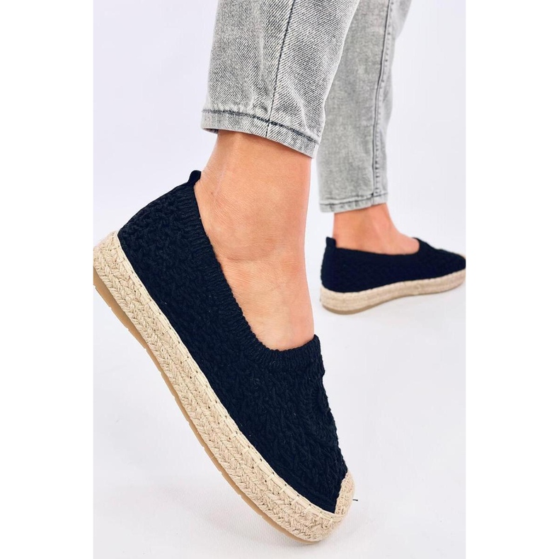 Dagonei Schwarze, durchbrochene Ballerina-Espadrilles – Inello 1