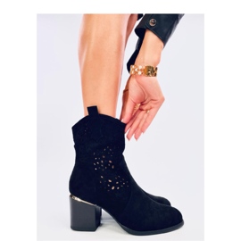 Antares Schwarze, durchbrochene Cowboystiefel aus Wildleder – Inello 1