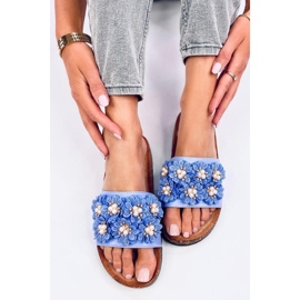 Emiles Blue Kork-Flip-Flops mit Blumen – Inello blau 1