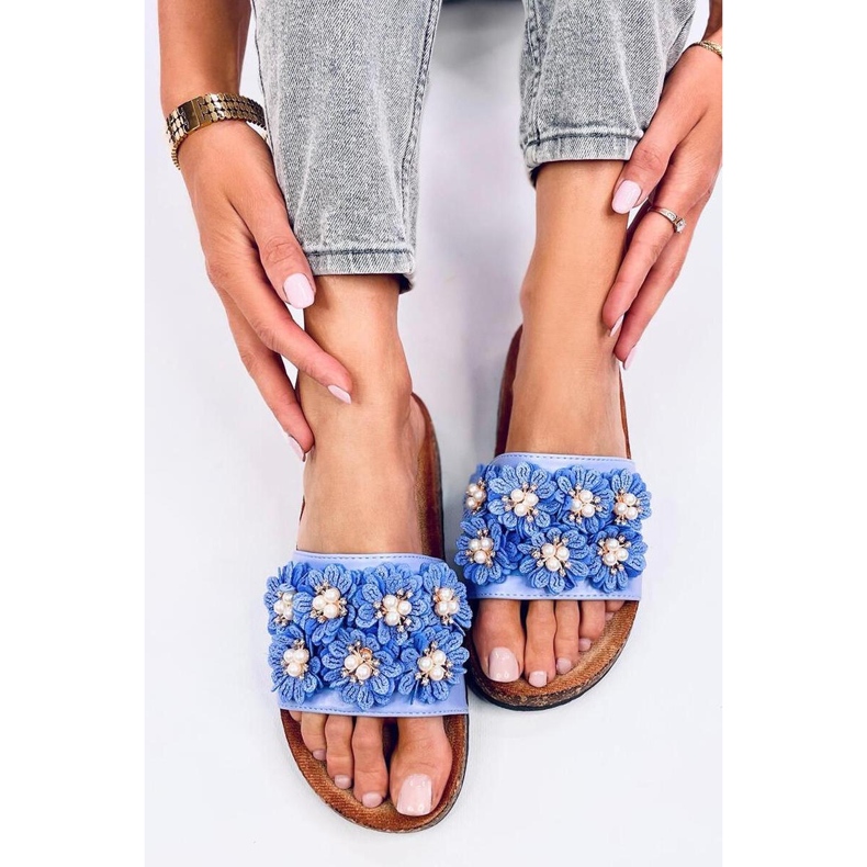 Emiles Blue Kork-Flip-Flops mit Blumen – Inello blau 1