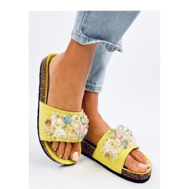 Sandalen-Flip-Flops aus Kork mit malivgrünen Steinen – Inello 1