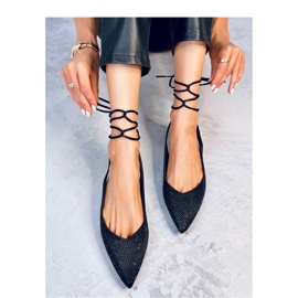 Vonda Schwarze Ballerinas mit Strasssteinen und offenem Absatz – Inello 1