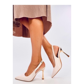 Lack-Stilettos mit offenem Absatz Mariot Beige - Inello 1