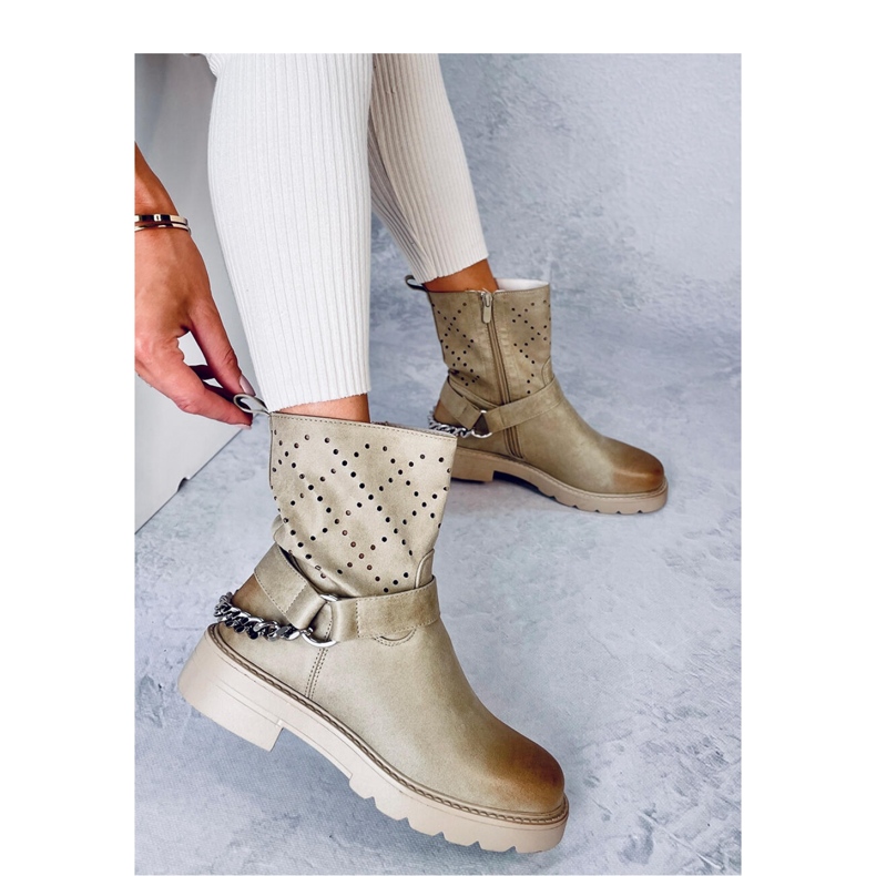 Issey Green durchbrochene Stiefeletten – Inello grün 1