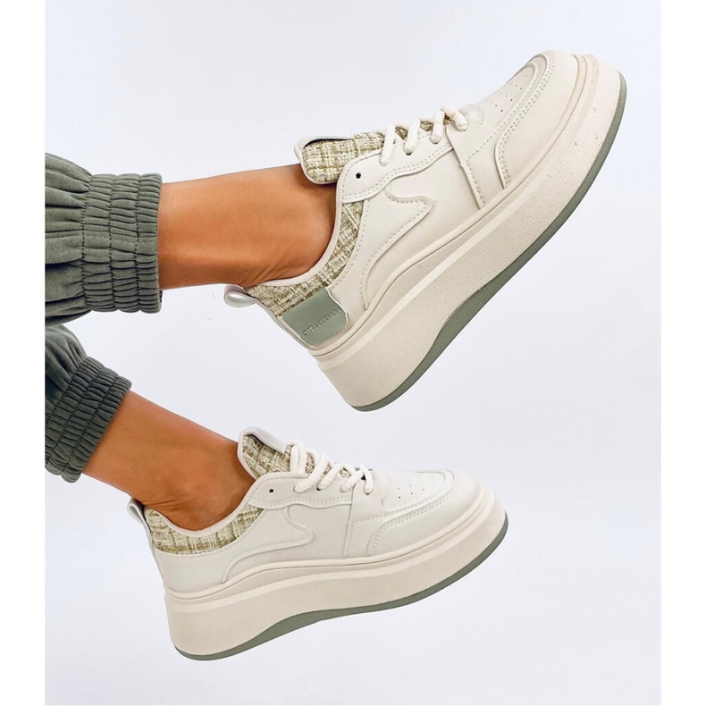 Motimes Beige-grüne Damen-Sneaker in Pastelltönen – Inello 1