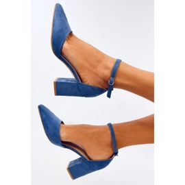 Pozzi Denim Blue Knöchelriemenpumps – Inello blau 1