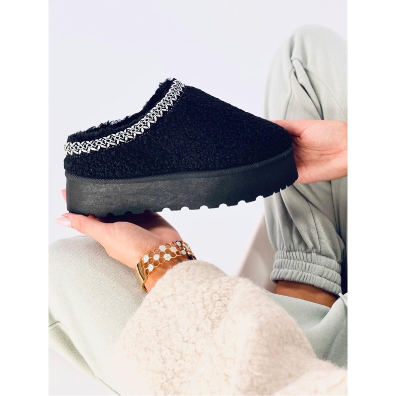 Lammschwarze kurze Schneestiefel mit Schaffell - Inello 2