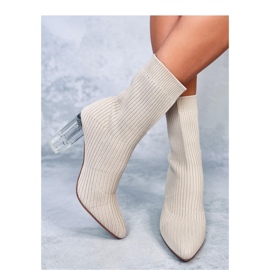 Destani Beige transparente Sock-Stiefel mit Absatz – Inello 1