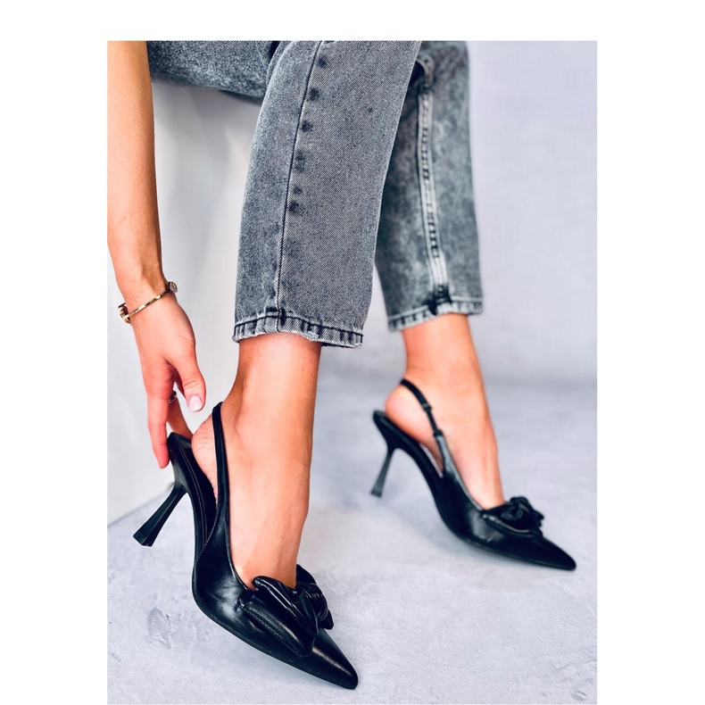 Deluna Schwarze Stilettos mit offenem Absatz – Inello 2