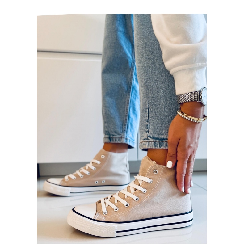 Jude Khaki High-Top-Canvas-Sneakers – Inello beige 1