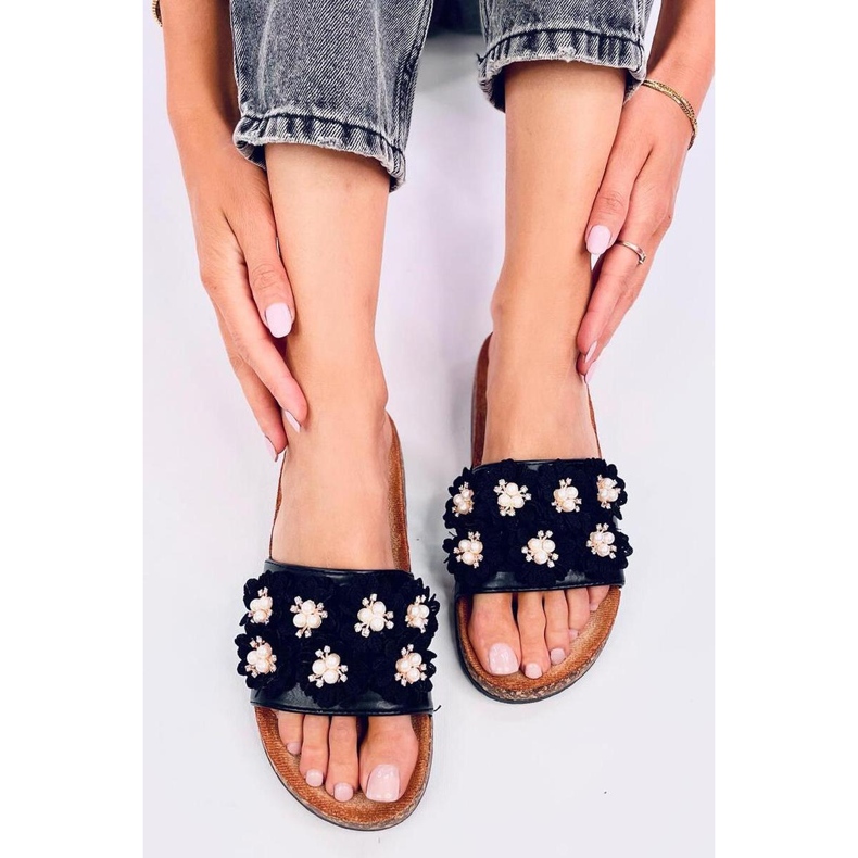 Sandale Kork-Flip-Flops mit Blumen Emiles Black - Inello schwarz 1