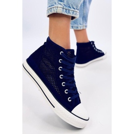 Durchbrochene High-Top-Sneaker Mousse Navy - Inello 1
