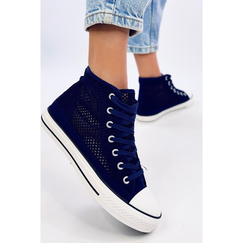 Durchbrochene High-Top-Sneaker Mousse Navy - Inello 1