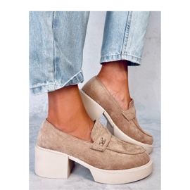 Coniff Khaki-Loafer mit hohen Absätzen – Inello beige 1