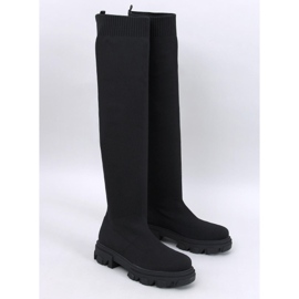 Nusses Schwarze Overknee-Stiefel mit flexiblem Obermaterial 1