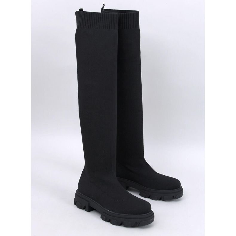 Nusses Schwarze Overknee-Stiefel mit flexiblem Obermaterial 1