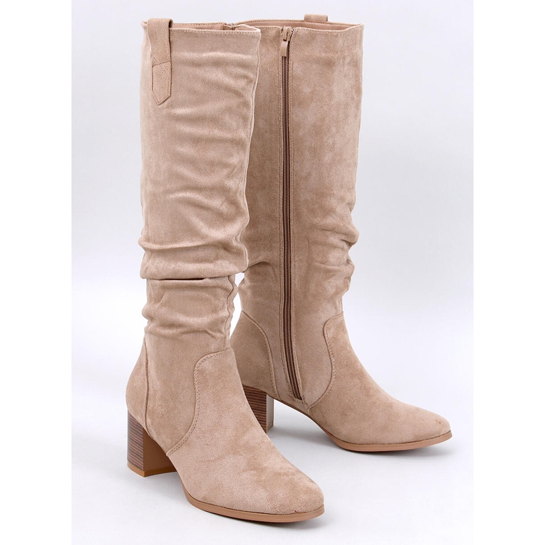 Pinsoni Khaki-Rüschenstiefel beige 1