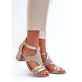 Maciejka Beige/Gold-Sandalen mit hohen Absätzen 1